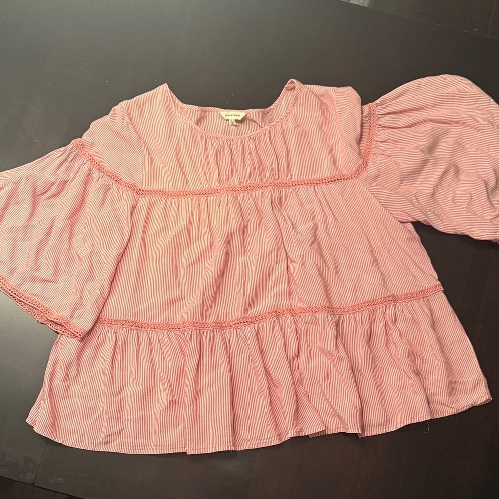 Max Studio Pink Striped Blouse